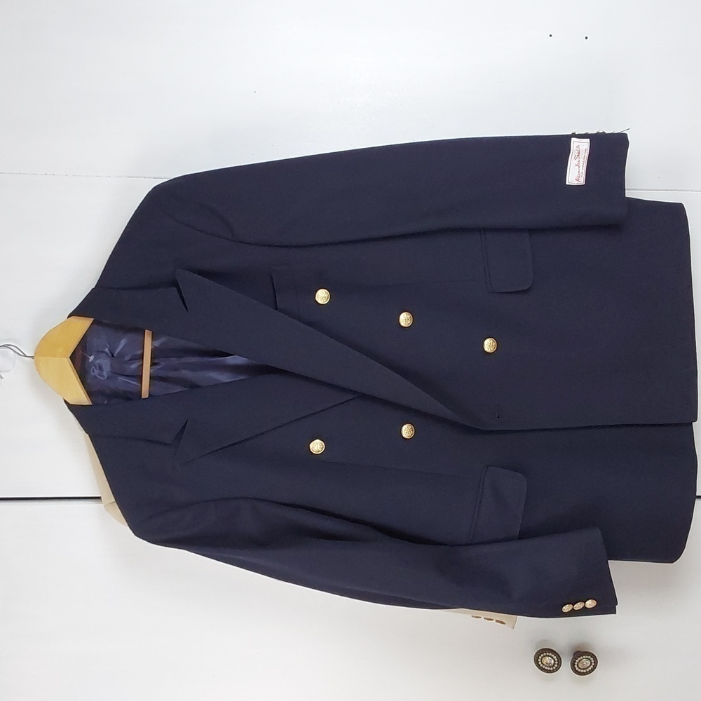 Alexander Shields Mens Wool Navy Suit Coat Jacket Neutral Mod Sz.42R